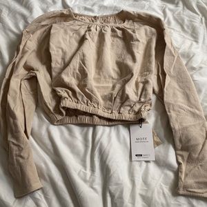 Tan cropped long sleeve shirt - SHEIN - small